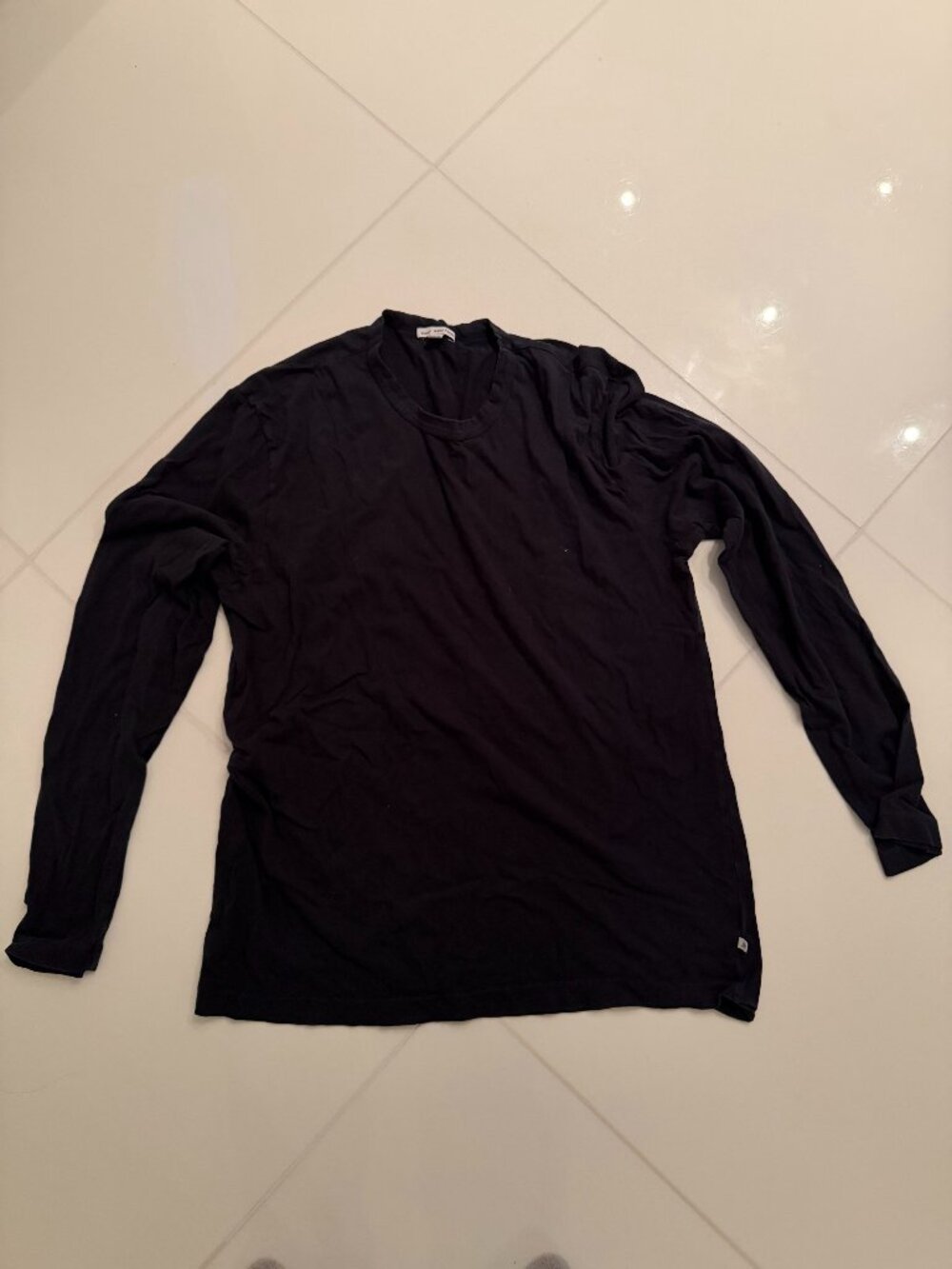 James Perse Navy Long-Sleeve Crewneck T-Shirt Size 3 Made in USA